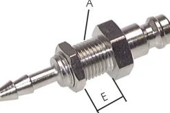 Schott-Kupplungsstecker (NW5) 6 (1/4")mm Schlauch, Messing vernickelt