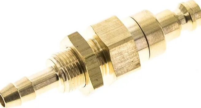 Schott-Kupplungsstecker (NW5) 6 (1/4")mm Schlauch, Messing, beidseitig absperrend