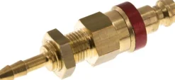 Schott-Kupplungsstecker (NW5) 6x4mm Schlauch, Messing, beidseitig absperrend, rot