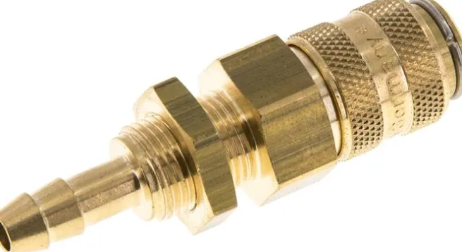 Schott-Schnellkupplung (NW5) 6 (1/4")mm Schlauch, Messing, für Stecker beidseitig absperrend