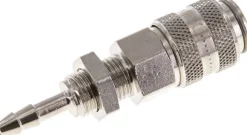Schott-Schnellkupplung (NW5) 4mm Schlauch, Messing vernickelt, für Stecker beidseitig absperrend