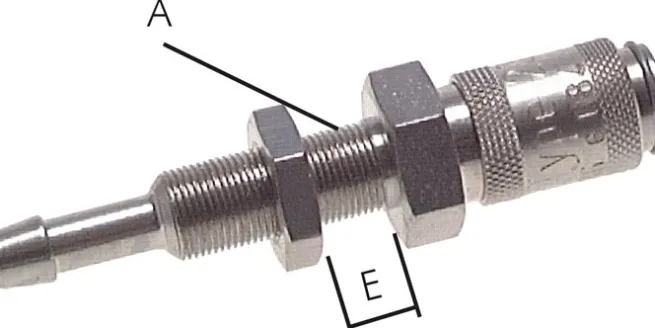 Schott-Schnellkupplung (NW2,7) 4mm Schlauch, Messing vernickelt