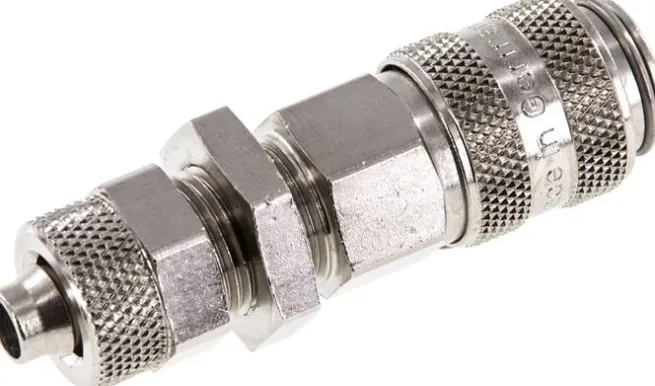 Schott-Schnellkupplung (NW5) 8x6mm Schlauch, Messing vernickelt