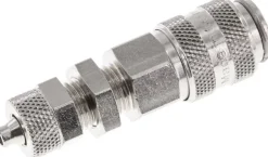 Schott-Schnellkupplung (NW5) 6x4mm Schlauch, Messing vernickelt, für Stecker beidseitig absperrend