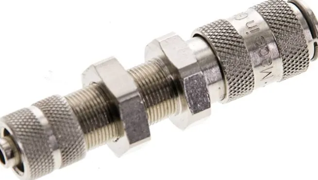 Schott-Schnellkupplung (NW2,7) 6x4mm Schlauch, Messing vernickelt