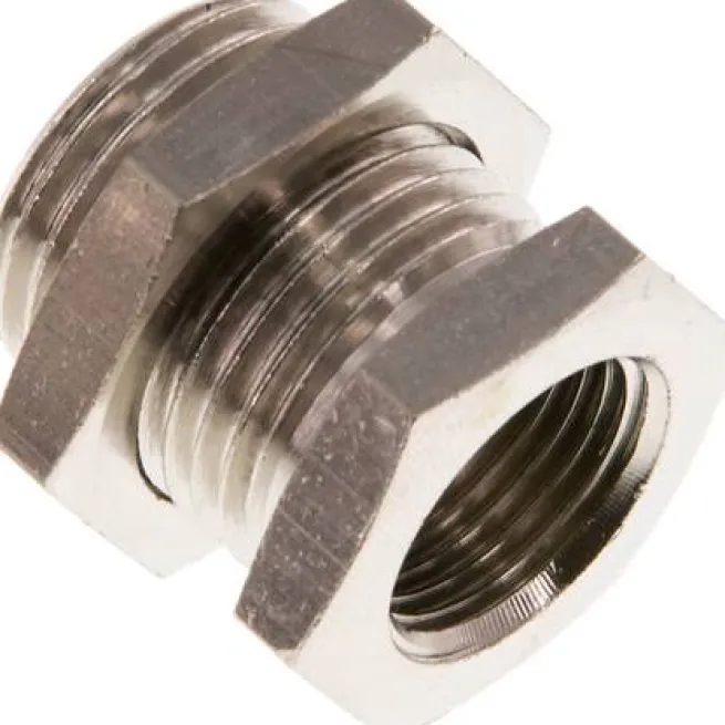 Schottverschraubung G 3/8"-G 1/2", Messing vernickelt