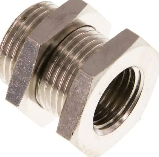 Schottverschraubung G 1/4"-G 3/8", Messing vernickelt
