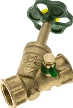Schrägsitz-Absperrventil, Rp 1", PN 10, Messing, DVGW, mit Entleerung