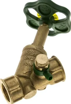 Schrägsitz-Absperrventil, Rp 3/4", PN 10, Messing, DVGW, mit Entleerung