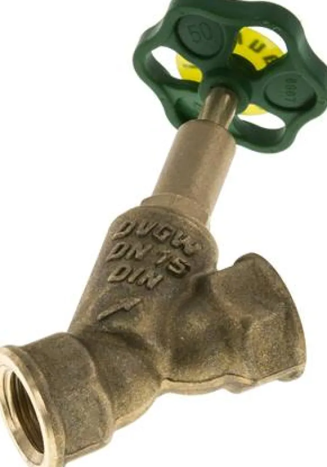 Schrägsitz-Absperrventil, Rp 1/2", PN 10, Messing, DVGW