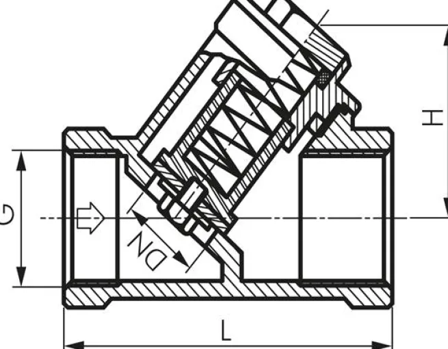 Schrägsitz-Rückschlagventil, G 1", PN 40, Edelstahl