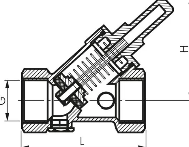Schrägsitz-Rückschlagventil, Rp 1/2", PN 16 / Standard, Messing