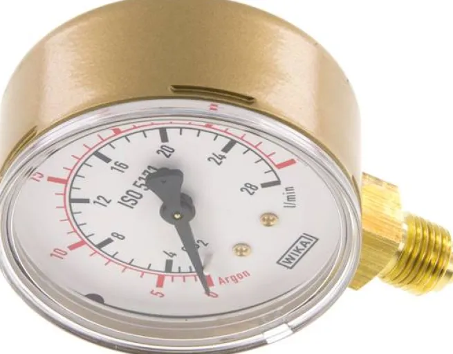 Schweißtechnik-Manometer 63mm, 0 - 30 l/min (Ar) / 0 - 28 l/min (CO2) bar, Argon