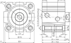 SFS 32/20-B ISO 21287-Zylinder, doppeltw., Kolben 32mm, Hub 20mm
