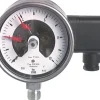 Sicherheits-Kontaktmanometer, senkrecht, 100mm, 0 - 1,6 bar, 1 Öffner- 1 Schliesskontakt, Edelstahl