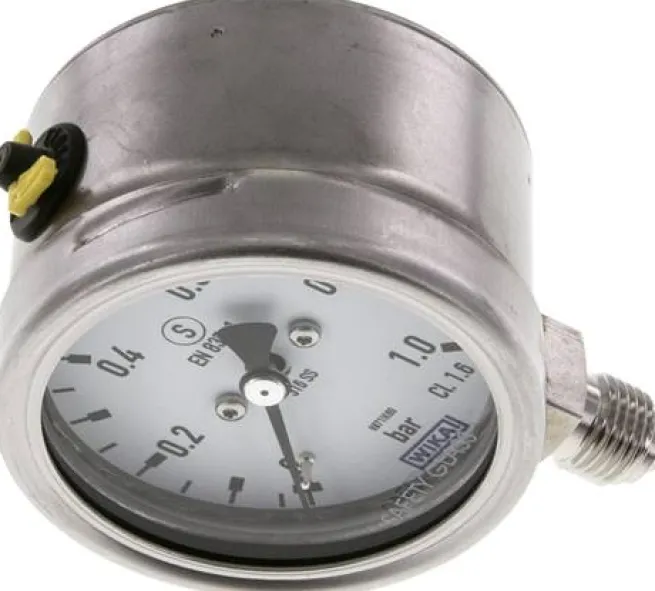 Sicherheits-Manometer senkrecht, 63mm, 0 - 1 bar