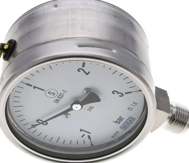 Sicherheits-Manometer senkrecht, 100mm, -1 bis 3 bar