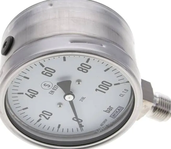 Sicherheits-Manometer senkrecht, 100mm, 0 - 100 bar