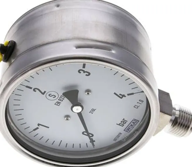 Sicherheits-Manometer senkrecht, 100mm, 0 - 4 bar