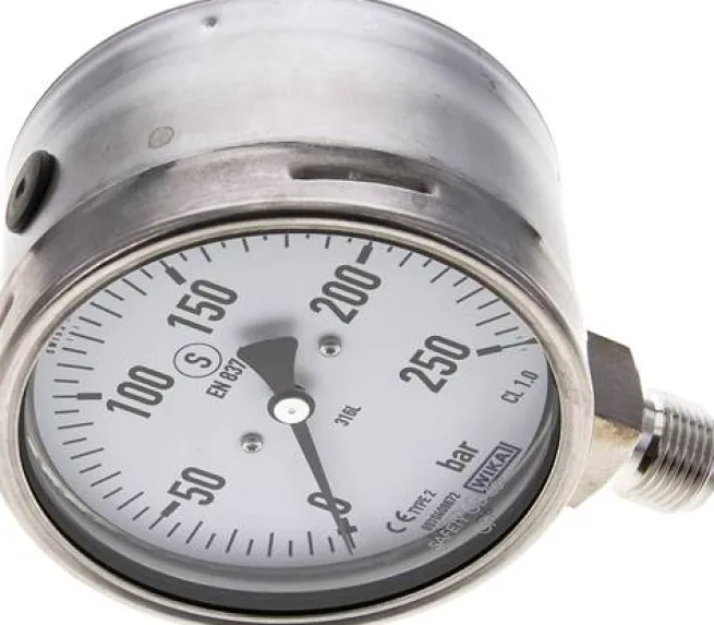 Sicherheits-Manometer senkrecht, 100mm, 0 - 250 bar
