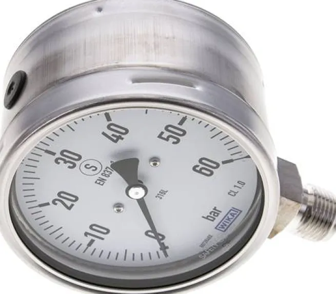 Sicherheits-Manometer senkrecht, 100mm, 0 - 60 bar
