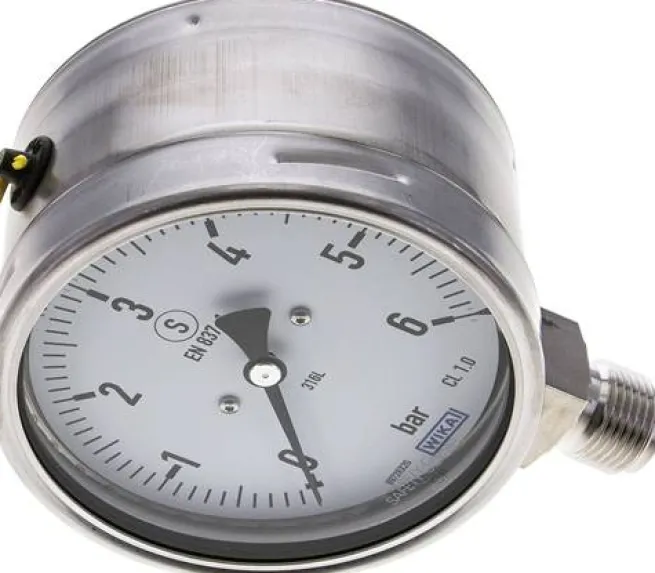 Sicherheits-Manometer senkrecht, 100mm, 0 - 6 bar