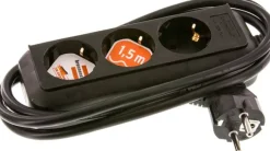 Steckdosenleiste (innen), schwarz, Standard ohne Schalter, 3x Schuko (Steckdose)