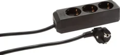Steckdosenleiste (innen), schwarz, Standard ohne Schalter, 3x Schuko (Steckdose)