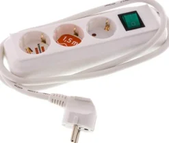 Steckdosenleiste (innen), weiß, Standard mit beleuchtetem Schalter, 3x Schuko (Steckdose)