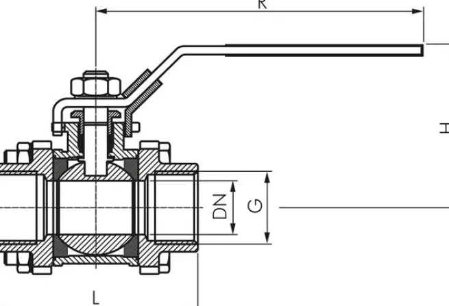 3-teiliger Edelstahl-Kugelhahn, NPT 1", 0 bis 63bar