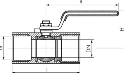 1-teiliger Edelstahl-Kugelhahn, G 3/4", 0 bis 63bar