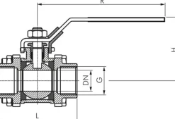 3-teiliger Edelstahl-Kugelhahn, G 1", 0 bis 63bar
