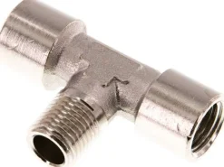 T-Einschraubstück G 1/4"(IG)-R 1/4"(AG), Messing vernickelt