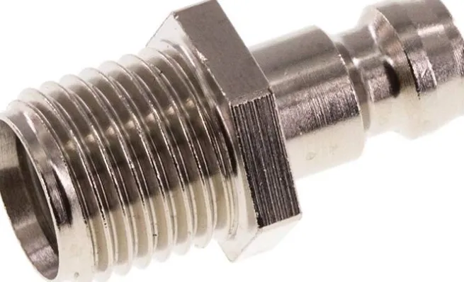 Temperierkupplungsstecker 9mm Zapfen,G 1/4"(AG), beidseitig absperrend