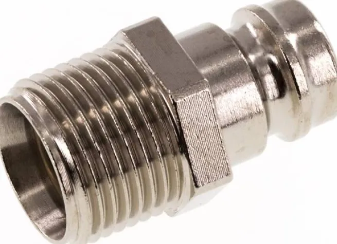 Temperierkupplungsstecker 13mm Zapfen,G 3/8"(AG), beidseitig absperrend