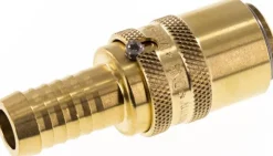 Temperier-Schnellkupplung (gerade) 13mm Zapfen, 13 (1/2")mm Schlauch, für Stecker beidseitig absperrend mit Entriegelungssicherung
