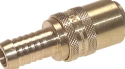 Temperier-Schnellkupplung (gerade) 13mm Zapfen, 13 (1/2")mm Schlauch, für Stecker beidseitig absperrend mit Entriegelungssicherung