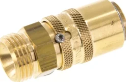 Temperier-Schnellkupplung 13mm Zapfen,G 1/2"(AG), für Stecker beidseitig absperrend mit Entriegelungssicherung