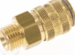 Temperier-Schnellkupplung 9mm Zapfen,G 1/4"(AG), Messing, für Stecker beidseitig absperrend