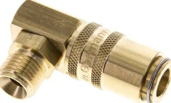 90°-Temperier-Schnellkupplung 9mm Zapfen,G 1/4"(AG), Messing, für Stecker beidseitig absperrend