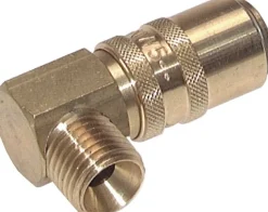 90°-Temperier-Schnellkupplung 9mm Zapfen,G 1/4"(AG), Messing, für Stecker beidseitig absperrend