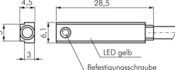 T-Nut (5mm) Zylinderschalter, 2-Leiter-Reed-Sensor, gelbe LED Typ ZSA 12-M8