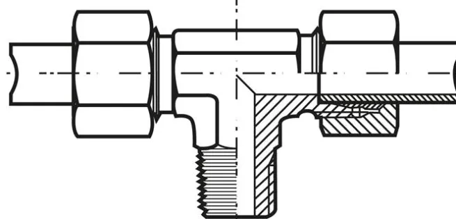 T-Schneidringverschraubung R 3/8"-12 L (M18x1,5), Stahl verzinkt