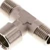 T-Stück R 1/4" (AG)-G 1/4" (IG), Messing vernickelt