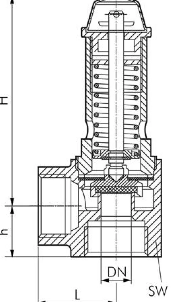 TÜV-Ecksicherheitsventil G 3/4" (IG), 5,5 bar Typ SVGI 34 13-5,5 EP