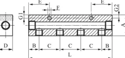 Verteilerleiste 2 x G 1/4"-4 x G 1/8", Aluminium eloxiert