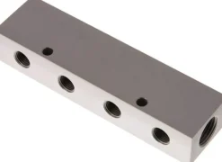 Verteilerleiste 2 x G 1/2"-4 x G 1/4", Aluminium eloxiert