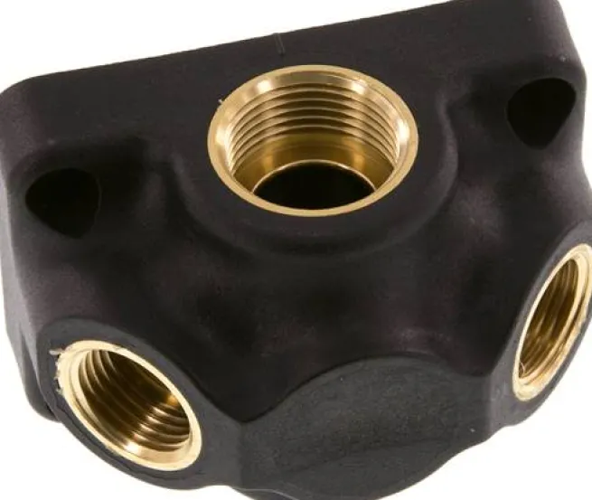 Wanddose (Luftweiche) G 3/4"-2 x G 1/2", Endverteilerdose ohne Durchgangsgewinde