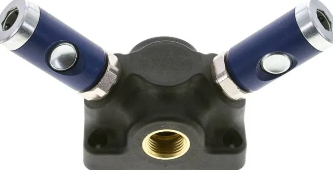 Wanddose mit G 1/2" (IG) und 2 Sicherheits-DruckknopfSchnellkupplungen NW7,2