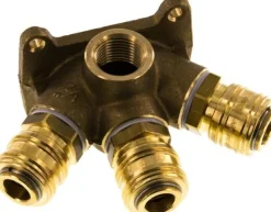 Wanddose mit 2 x G 1/2" und 3 x Schnellkupplungen NW 7,2